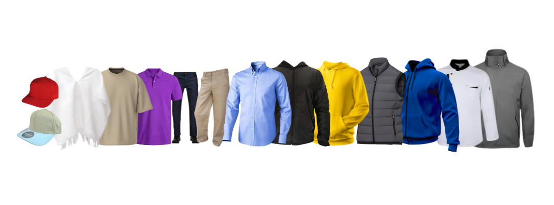 Estampados buzos, camisetas, gorras, chaquetas, pantalones, chaletos y todo tipo de textil